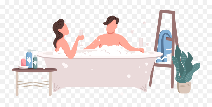 Best Premium Couple In Bathtub Illustration Download In Png Emoji,Bathtub Transparent Background