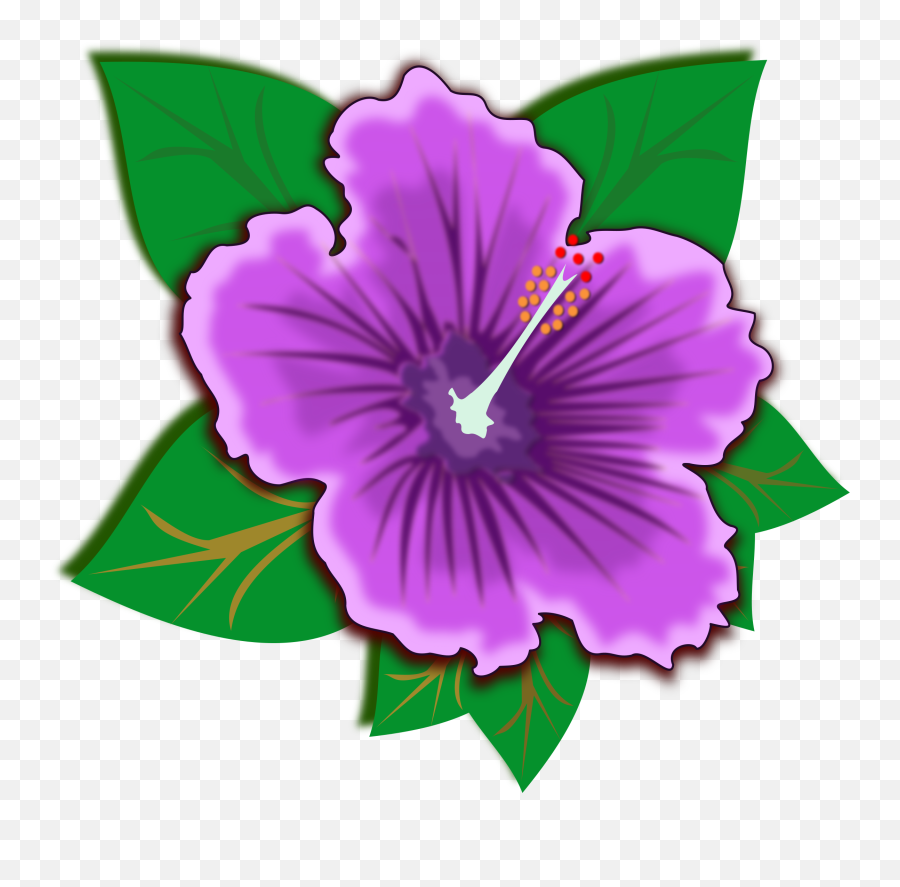 Hawaiian Clipart Purple Hawaiian Flower - Clipart Purple Flower Hibiscus Emoji,Hawaiian Clipart