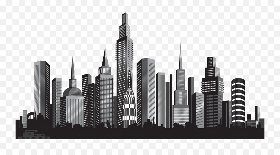 Cityscape Skyline Clip Art - Background Building Black And White Emoji,Cityscape Png