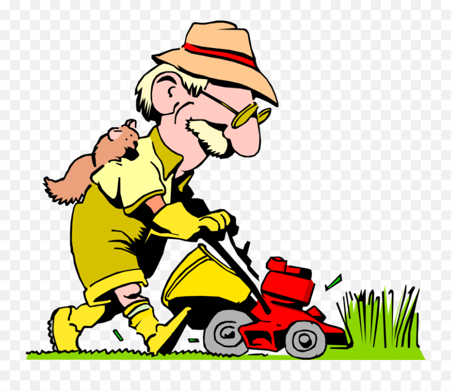 Man Mowing Lawn Cartoon Clipart - Man Mowing Lawn Clipart Emoji,Lawnmower Clipart