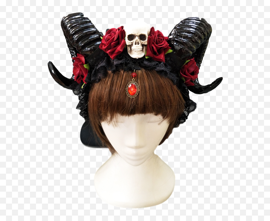 Horn Headband Gothic Skull Floral Accessories - Devil Horns Gothic Horns Emoji,Devil Horn Png