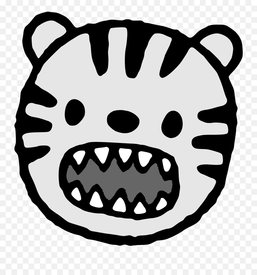 Growling Tiger Face Clipart - Roaring Tiger Face Clipart Black And White Emoji,Tiger Face Clipart
