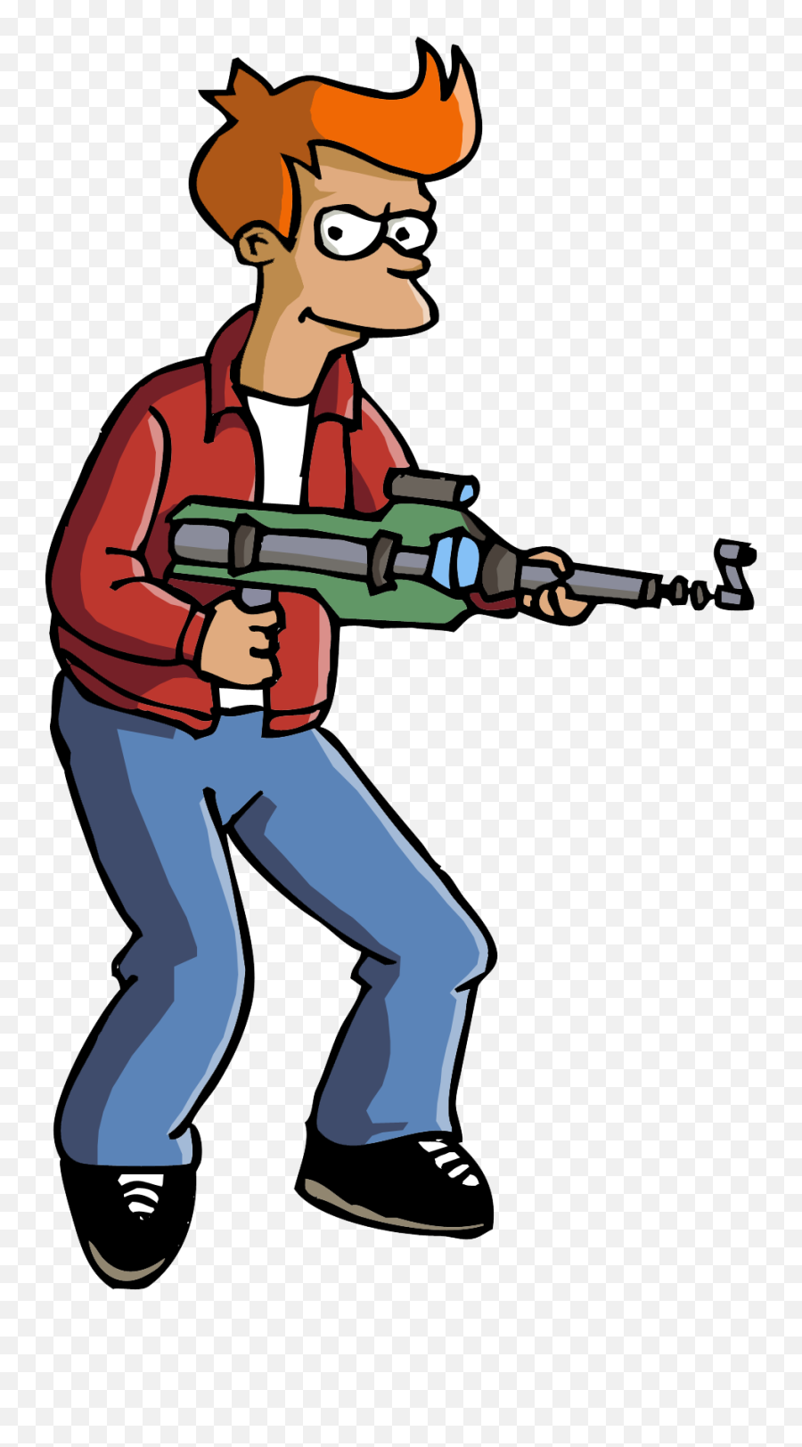 Cartoon Gun - Futurama Fry With Gun Hd Png Download Transparent Cartoon With Gun Emoji,Cartoon Gun Png