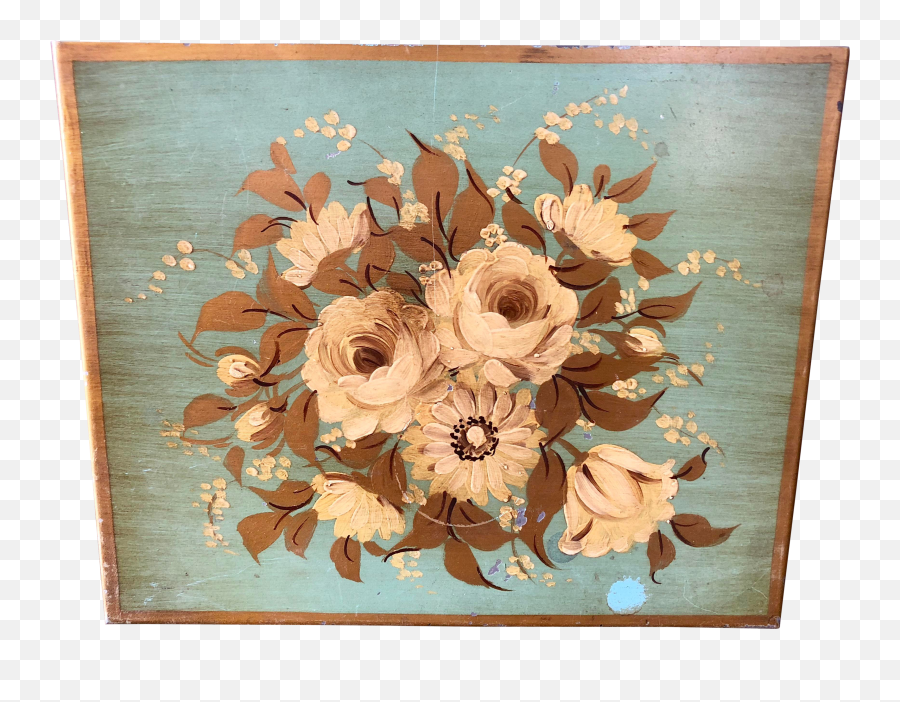 Vintage Floral Tole Painted Box Emoji,Vintage Flower Png