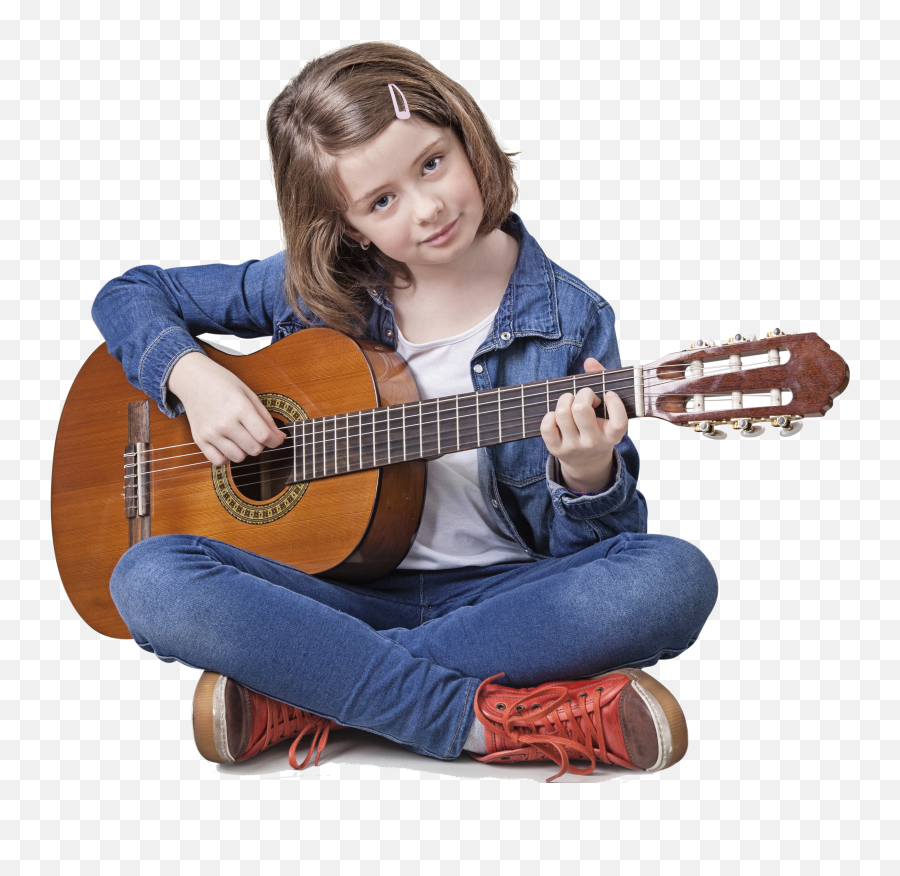9yo Girl Acoustic Sitting Transparent - Guitar Full Size Emoji,Acoustic Guitar Transparent