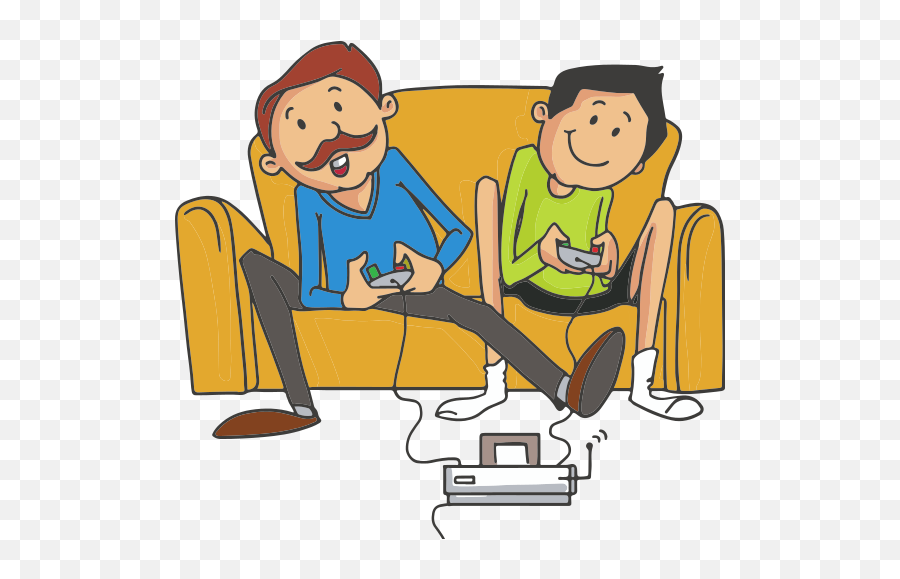 Father And Son Playing Video Game - Father U0026 Son 550x498 Father And Son Playing Video Games Clipart Emoji,Video Games Clipart