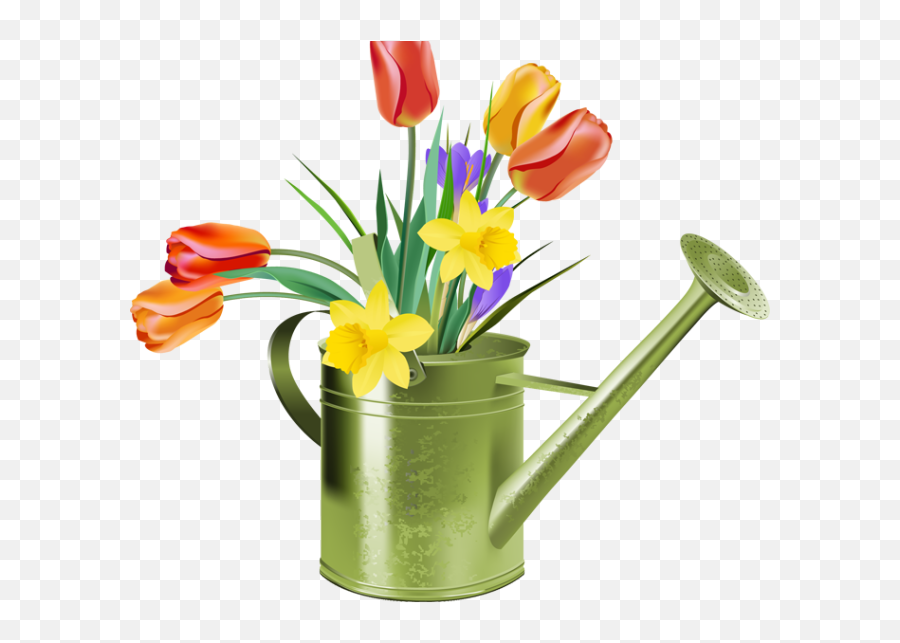 Free Tulip Cliparts - Clipart Tulips And Daffodils Emoji,Watering Can Clipart