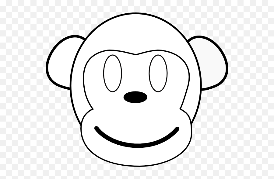 Download Hd Monkey Face Outline Clipart - Monkey No Hat Monkey Cartoon Outline Face Emoji,Hat Clipart Black And White