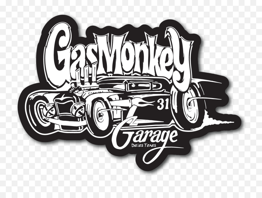 White Car Sticker - Gas Monkey Hot Rod Logo Emoji,Gas Monkeys Logo