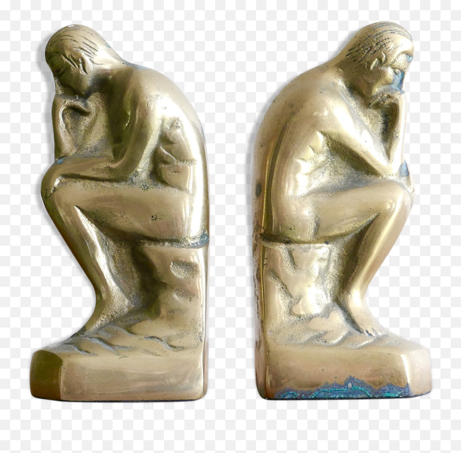Download The Thinker By Rodin Brass - Bookends Png Emoji,The Thinker Png