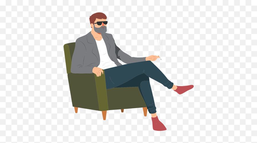 Man Beard Glasses Style Cigarette Smoke - Desenho Rapaz Em Poltrona Emoji,Cigarette Smoke Png