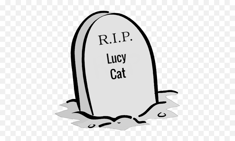 Lucy Cat Tombstone And Obituary - Lupe Burnett 480x458 Emoji,Tombstone Clipart Black And White