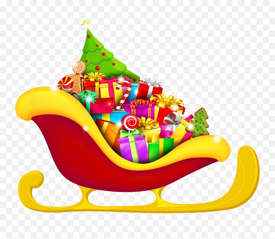 Christmas Christmas Sleigh Christmas - Sleigh With Presents Png Emoji,Sled Clipart