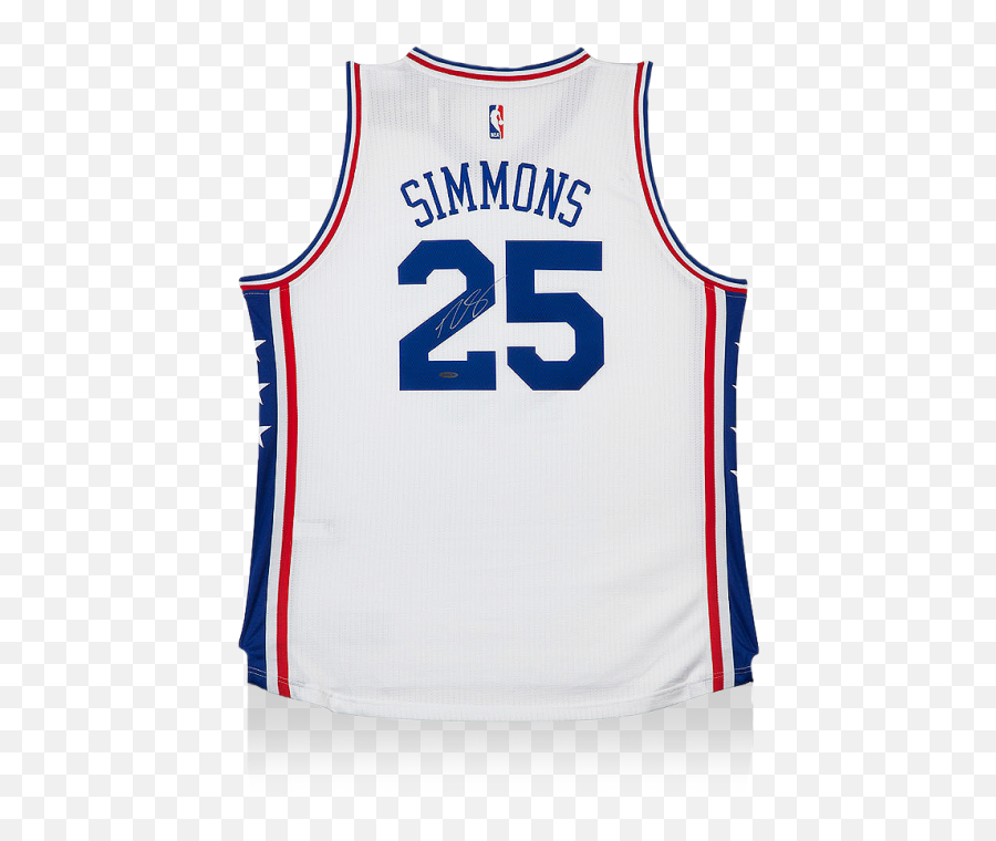 Ben Simmons Back Signed Philadelphia 76ers Home Jersey - Sleeveless Emoji,Philadelphia 76ers Logo