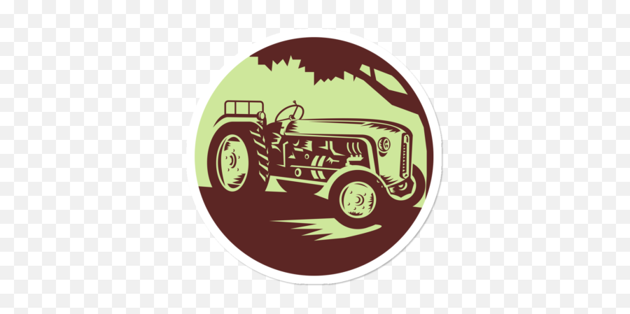 White Tractor Stickers Design By Humans Emoji,Farmer On Tractor Clipart