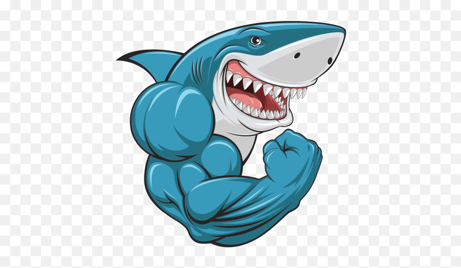 Printed Vinyl Tough Muscle Gym Shark Body Builder Right - Shark With Muscle Png Emoji,Gymshark Logo