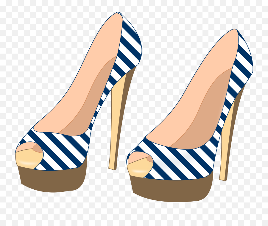Openclipart - Striped Shoes Clipart Png Emoji,High Heel Clipart