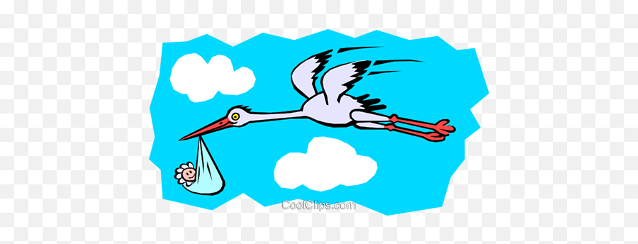 Stork Carrying Baby Royalty Free Vector - Clip Art Emoji,Stork Clipart