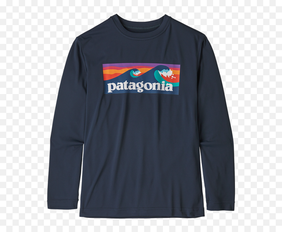 Patagonia Boys Long - Patagonia Capilene Cool Daily Graphic Long Sleeve Blue Emoji,Patagonia Logo Shirts