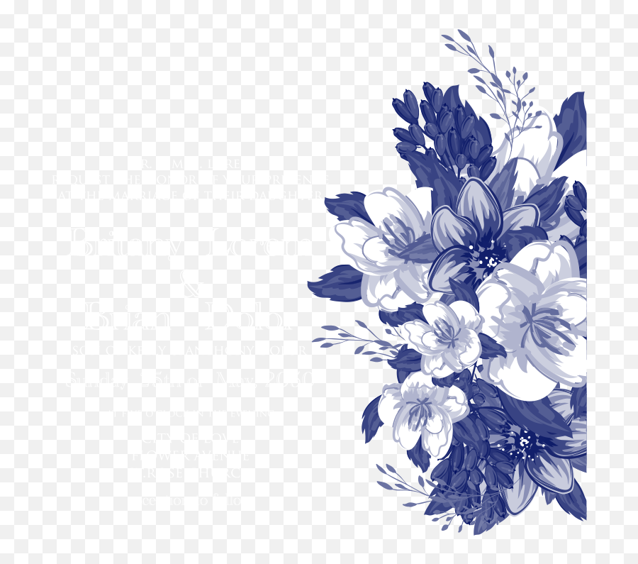 Download Blue Flower Wedding - Flower Wedding Vector Png Emoji,Invitation Clipart