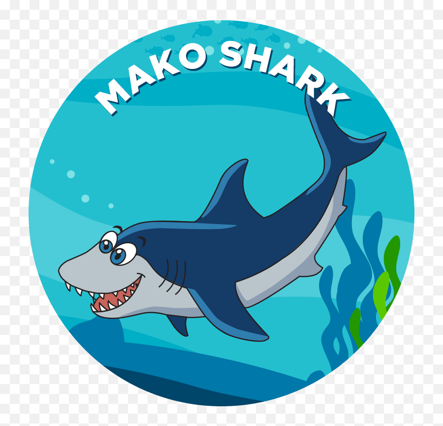 Clipart Shark School - Mako Shark Cartoon Full Size Png Emoji,Shark Bite Clipart