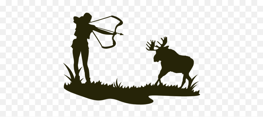 Woman Hunting Bow Deer Silhouette Transparent Png U0026 Svg Vector Emoji,Moose Silhouette Png