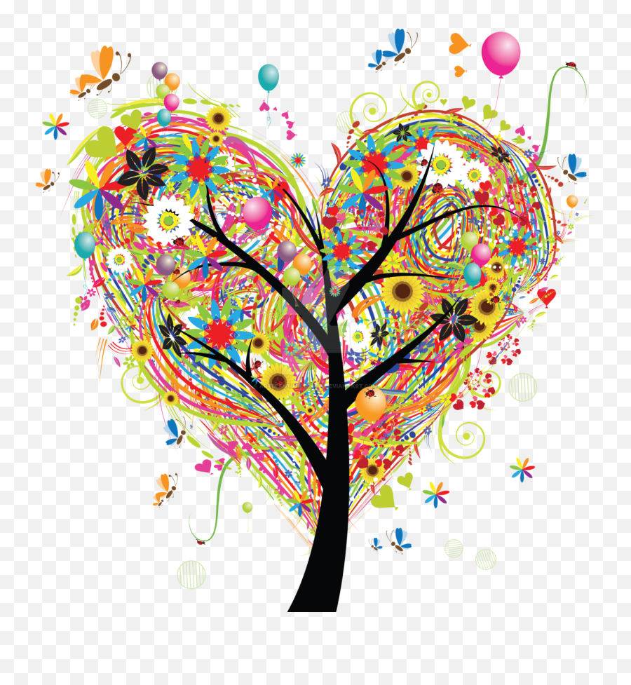 Colourful Tree - Transparent Tree Colorful Full Size Png Transparent Heart Tree Png Emoji,Tree Transparent