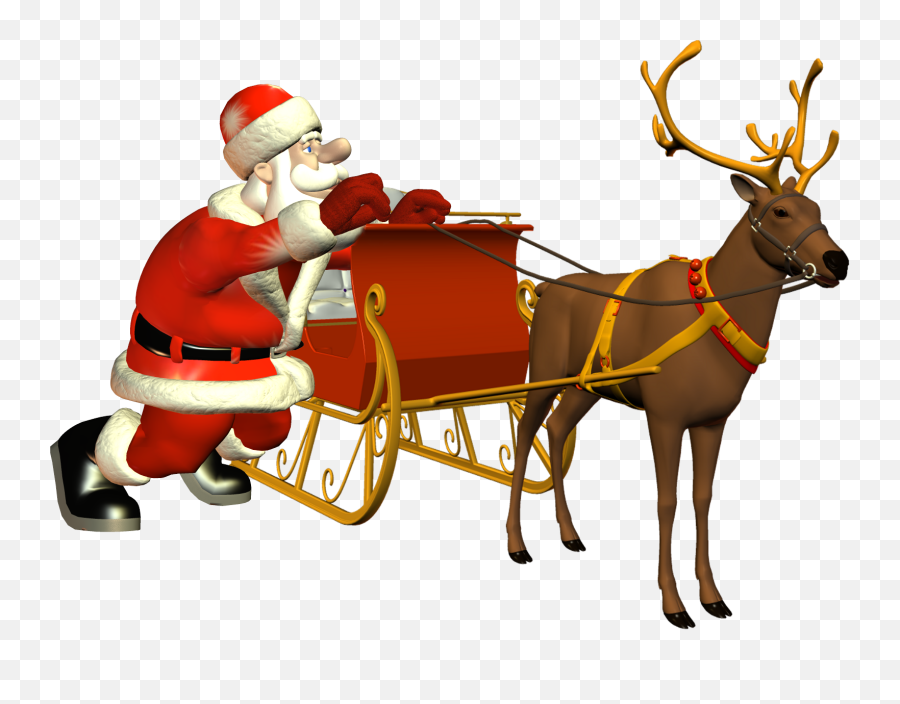 Santa Sleigh Clipart Png - Merry Christmas Day 18 Cartoon Santa Claus Fixing Sleigh Emoji,Sleigh Clipart