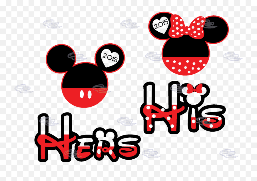His Hers Mickey Minnie Mouse Head With Custom Names Emoji,Minnie Mouse Head Png