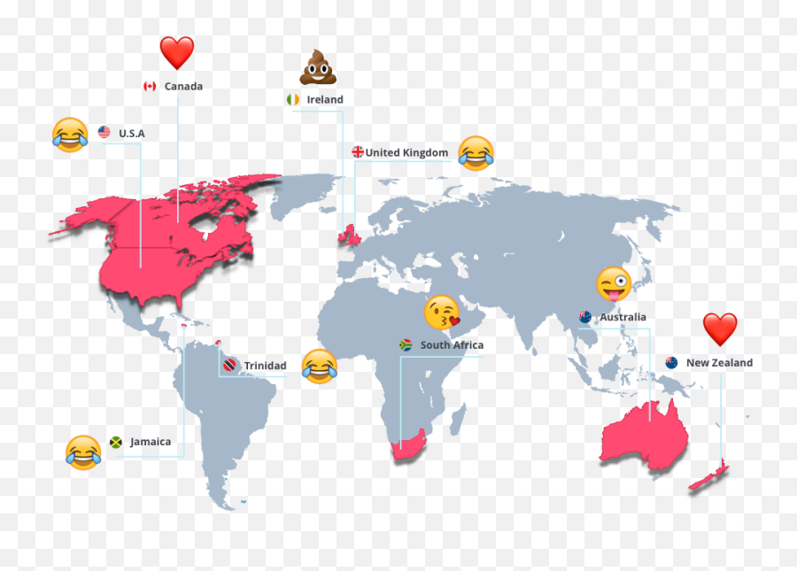 Download Most - Used Emoji In Each Country World Map Full,World Emoji Png