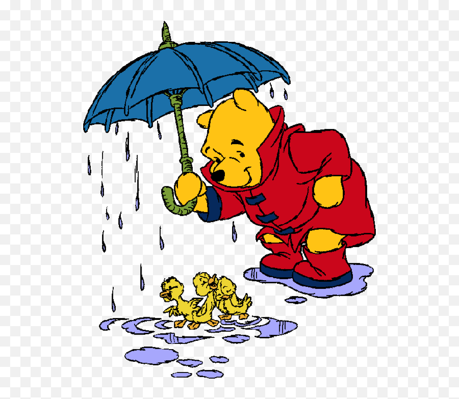 Rain Clipart Winnie The Pooh - Cartoon Characters In Rain Winnie The Pooh Rain Clipart Emoji,Rain Clipart