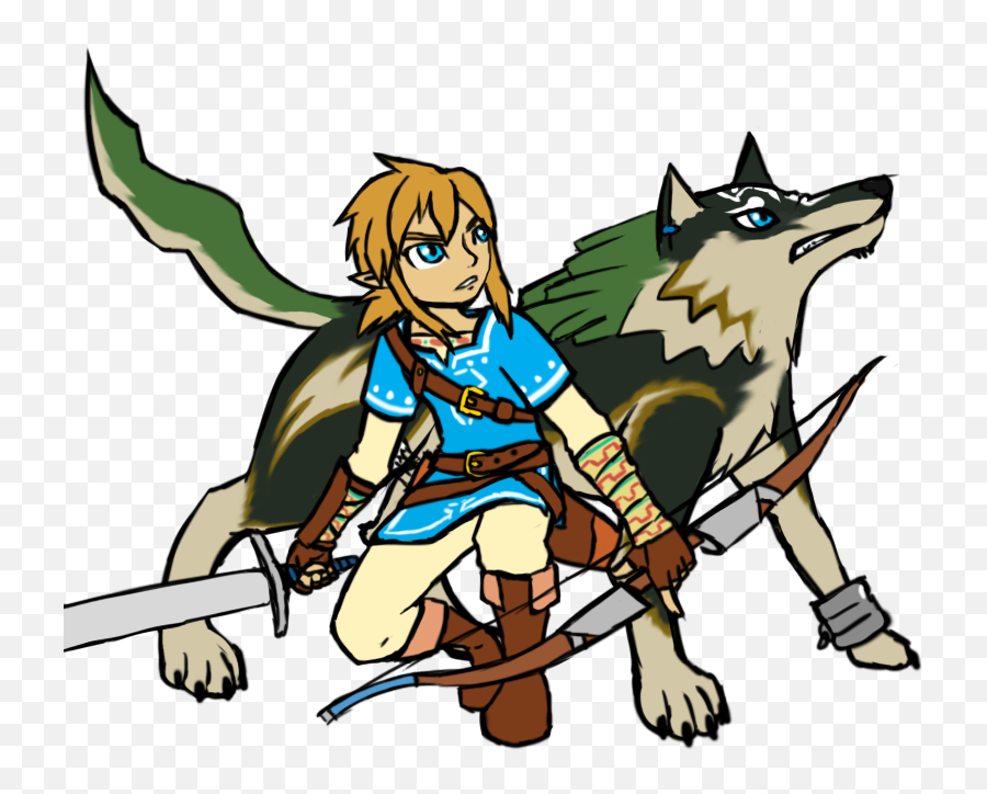 Breath Of The Wild Link And Wolf Link - Breath Of The Wild Zelda Link Transparent Emoji,Breath Of The Wild Link Png