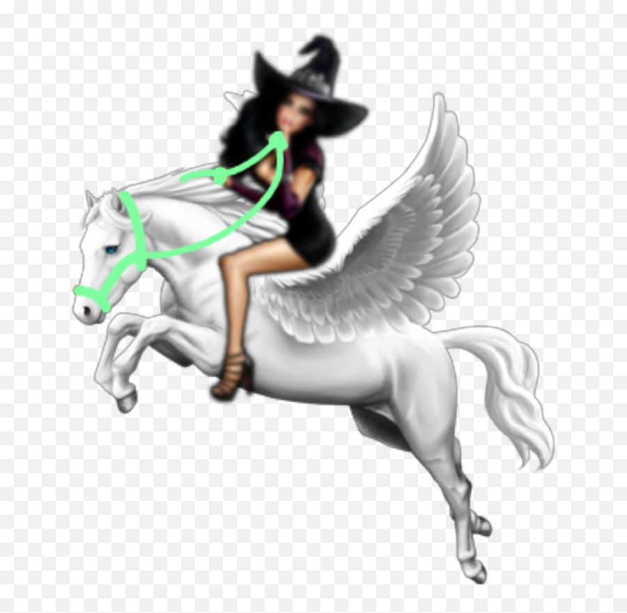 Witch Riding An Pegasus - Witch Fantasy Fan Art 43480636 Emoji,Pegasus Clipart