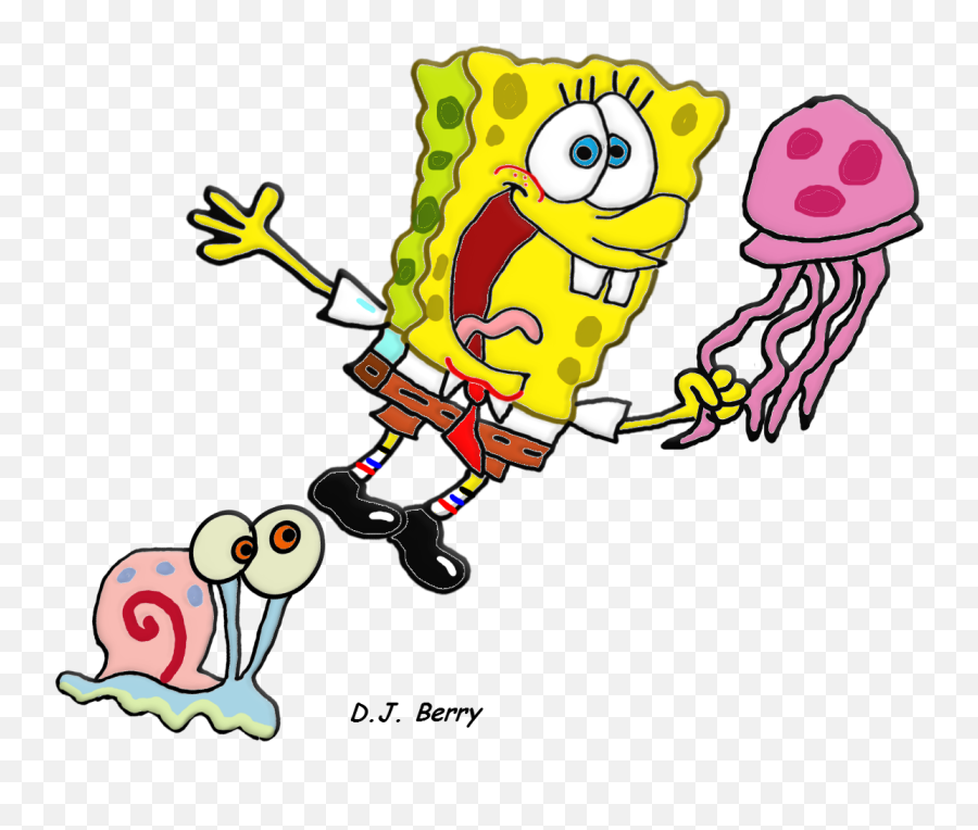 Spongebob And Gary And A Jellyfish - No Parking Berry Emoji,Doodlebob Png