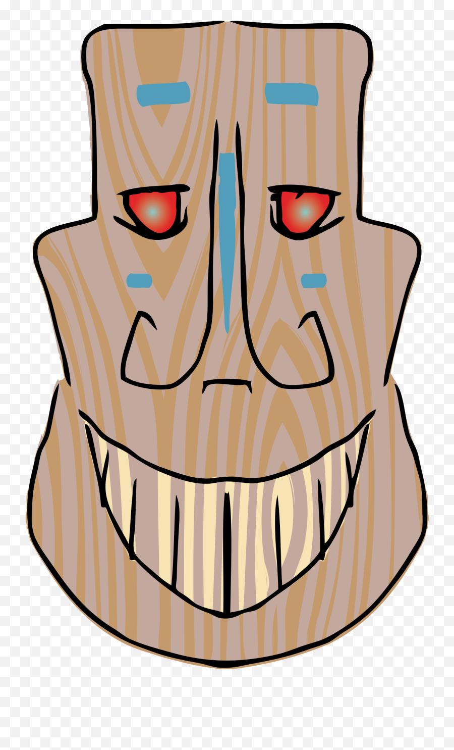 Luau Clipart Tiki Head - Tiki Mask Smile Png Download Cartoon Face Wood Png Emoji,Luau Clipart