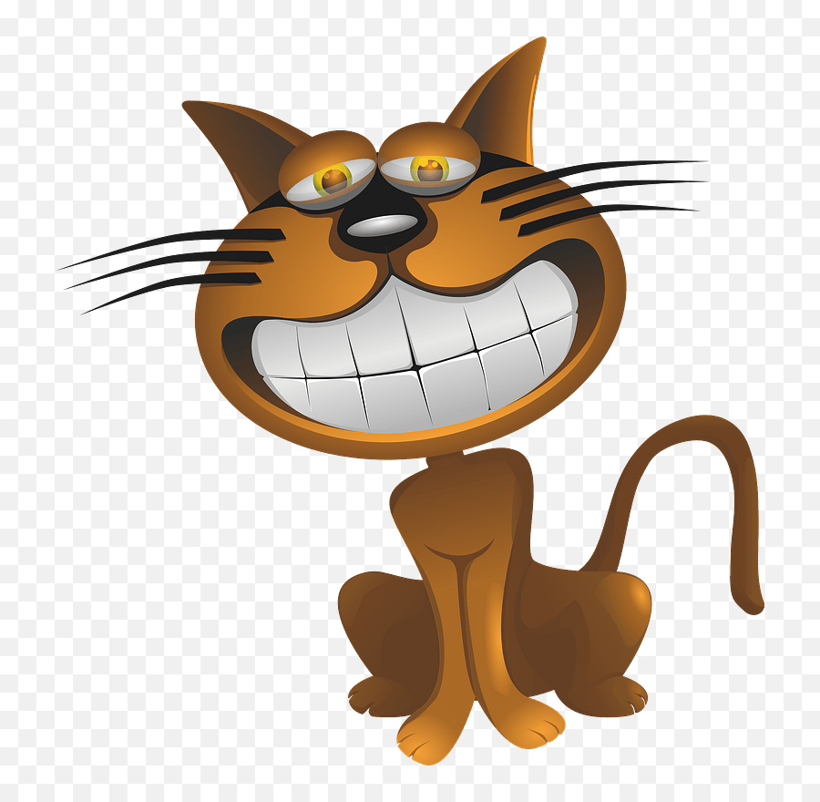 Cute Cat Png - Big Brown Caricature Cartoon Cat Cute Cat Caricature Emoji,Smiling Clipart