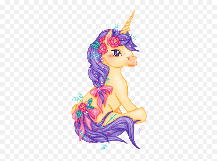Purple Haired Flowered Unicorn - Png Transparent Background Unicorn Emoji,Unicorn Transparent