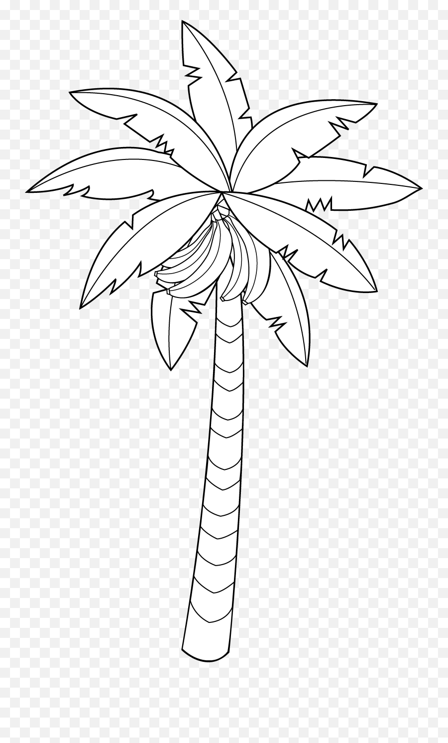 Easy Banana Tree Drawing Png - Banana Tree Drawing Outline Emoji,Tree Clipart Black And White