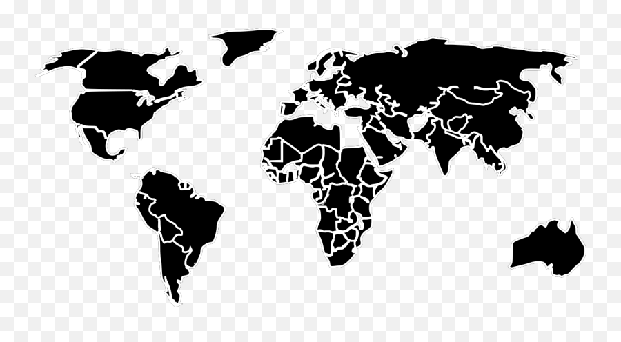 Black White Outline World Map No Background1 Svg Vector Emoji,No Phone Clipart