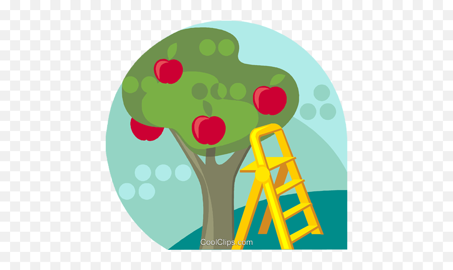 Download Apple Tree With Ladder Royalty Free Vector Clip Art - Tree With Ladder Clipart Emoji,Apple Tree Clipart
