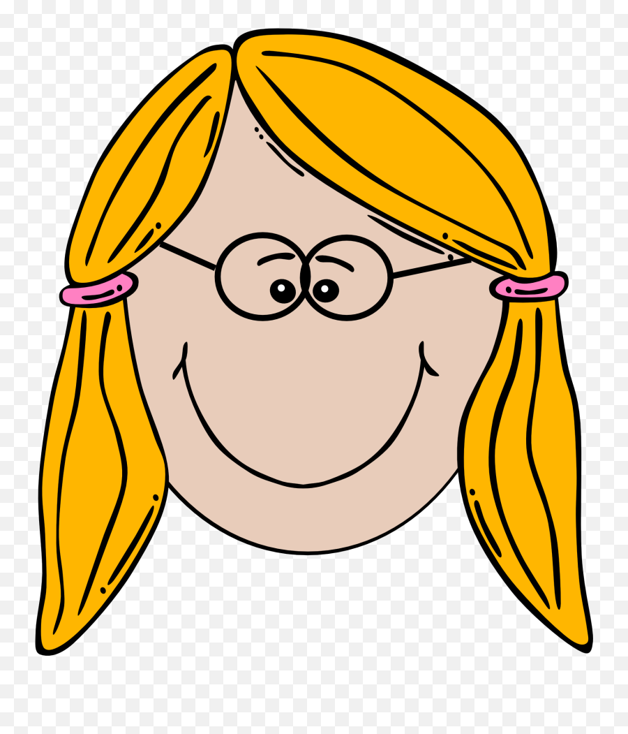 Clipart Blonde Girl With Glasses Free - Girl Face Clipart Emoji,Nerd Clipart