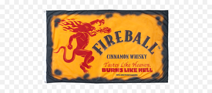 Fireball Horizontal Nylon Flag - Fireball Whiskey Logo Emoji,Fireball Logo