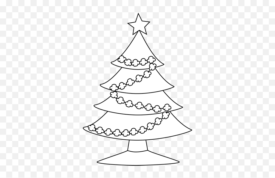 White Popcorn Christmas Tree Clip Art - Christmas Outline Pics Background Emoji,Christmas Tree Clipart