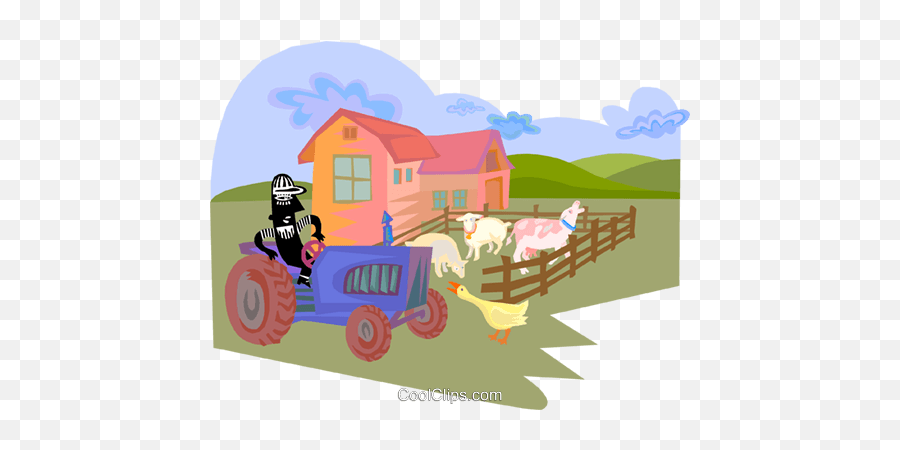 Farm Animals With Tractor And Farm Royalty Free Vector Clip - Grassland Emoji,Farm Animals Clipart