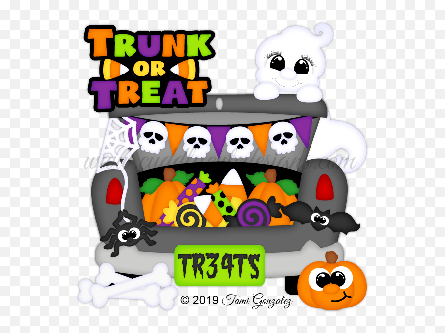 Halloween Scrapbook - Scary Emoji,Trunk Or Treat Clipart