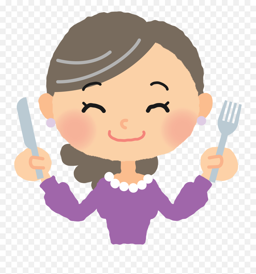 Woman Is Ready To Eat A Meal Clipart - Girl With Fork Png Emoji,Eat Clipart