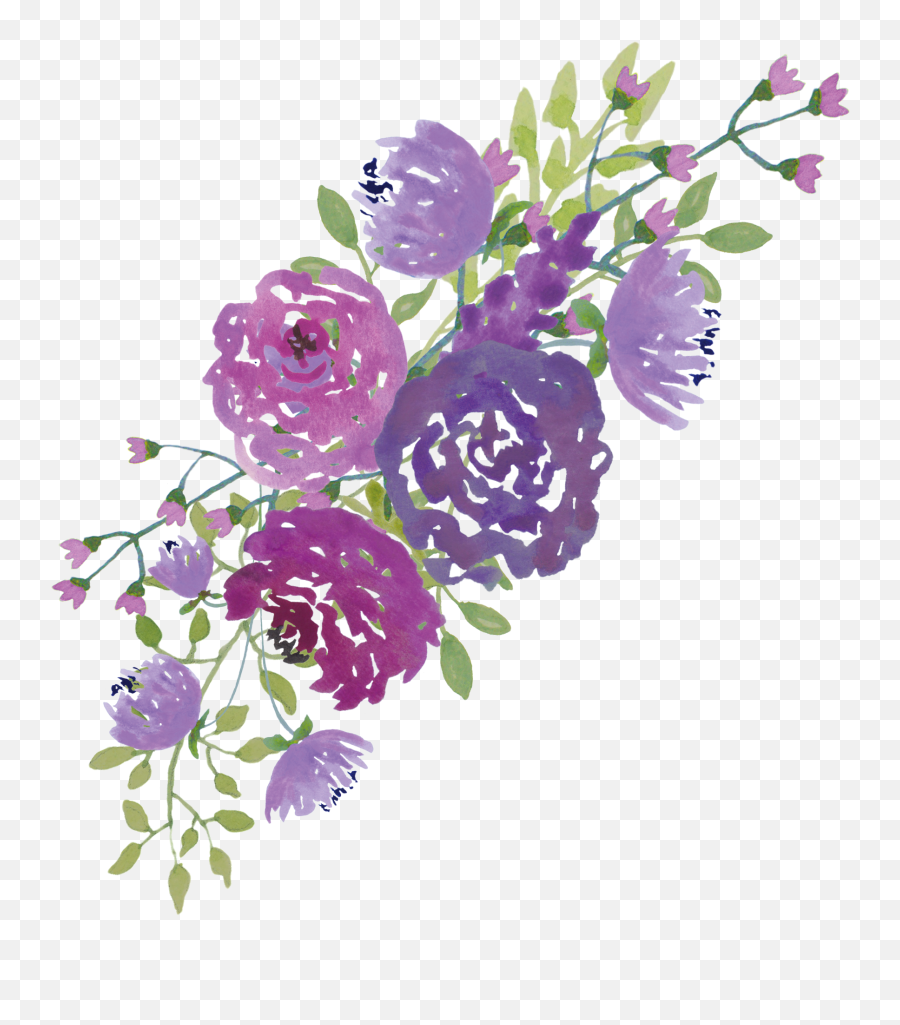 Library Of Watercolor Flower Clip Art Free Download - Vector Purple Flower Png Emoji,Watercolor Floral Png