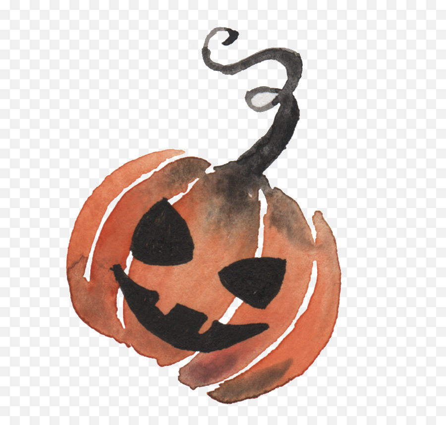 Download Watercolor Hand Drawn Pumpkin Emoji,Halloween Transparent