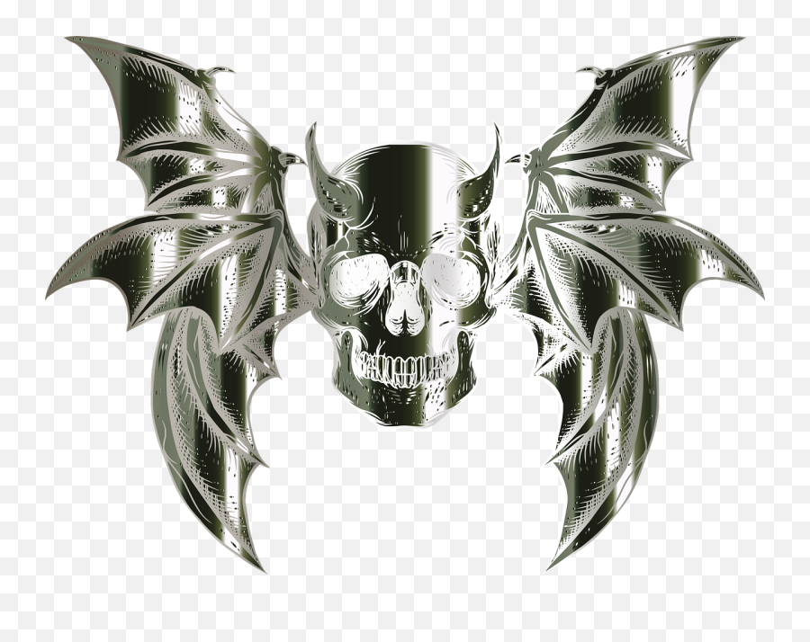 Skull Wings Horns - Free Vector Graphic On Pixabay Skull Wings Png Emoji,Demon Wings Png