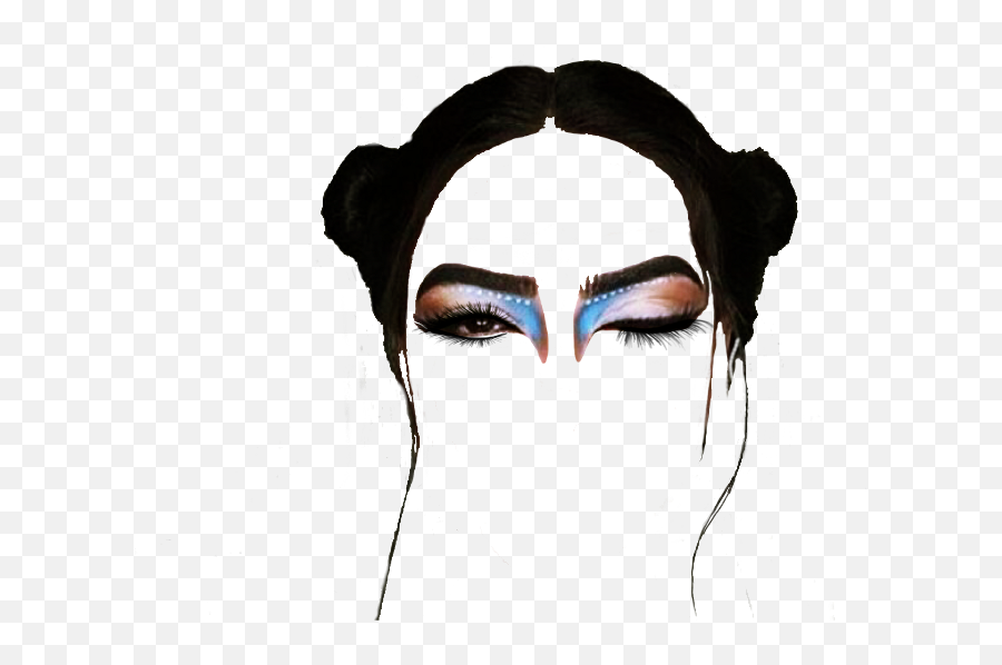 Ftestickers Wig Eyes Makeup Spacebuns Render Freetoedit - Transparent Makeup Face Clipart Emoji,Makeup Clipart